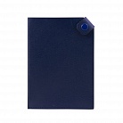Чехол для паспорта PURE 140*90 мм., застежка на кнопке, натуральная кожа (фактурная), синий с логотипом или изображением