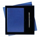 Подарочный набор Portobello/Sky синий-серый (Ежедневник недат А5, Ручка),черный ложемент с логотипом или изображением