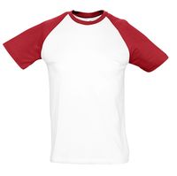 Футболка мужская двухцветная FUNKY 150, белый/красный с логотипом или изображением