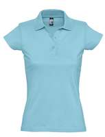 Рубашка поло женская Prescott women 170 бирюзовая с логотипом или изображением