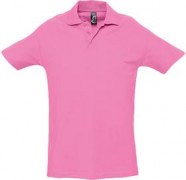 Рубашка поло мужская SPRING 210, розовая с логотипом или изображением
