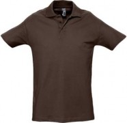 Рубашка поло мужская SPRING 210, шоколадно-коричневая с логотипом или изображением