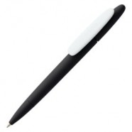Ручка шариковая Prodir DS5 TRR-P Soft Touch, черная с белым с логотипом или изображением