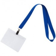 Лента для бейджа Neckband, синяя с логотипом или изображением