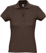Рубашка поло женская PASSION 170, шоколадно-коричневая с логотипом или изображением