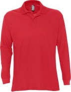 Рубашка поло мужская с длинным рукавом STAR 170, красная с логотипом или изображением