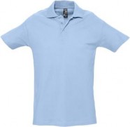 Рубашка поло мужская SPRING 210, голубая с логотипом или изображением