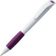 Ручка шариковая Grip, белая с фиолетовым с логотипом или изображением