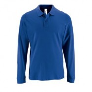Рубашка поло мужская с длинным рукавом PERFECT LSL MEN, ярко-синяя с логотипом или изображением