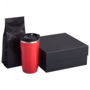 Набор: термостакан и кофе, красный с логотипом или изображением