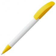 Ручка шариковая Prodir DS3 TPP Special, белая с желтым с логотипом или изображением