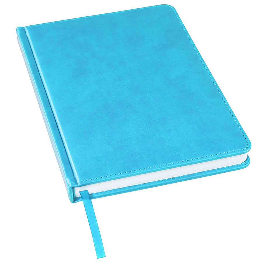 Ежедневник недатированный Bliss, А5,  голубой, белый блок, без обреза с логотипом или изображением