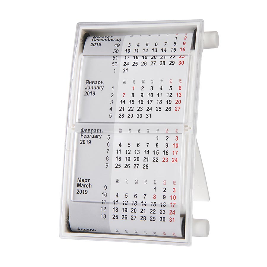 Календарь настольный на 2 года; размер 18,5*11 см, цвет- белый, пластик с логотипом или изображением