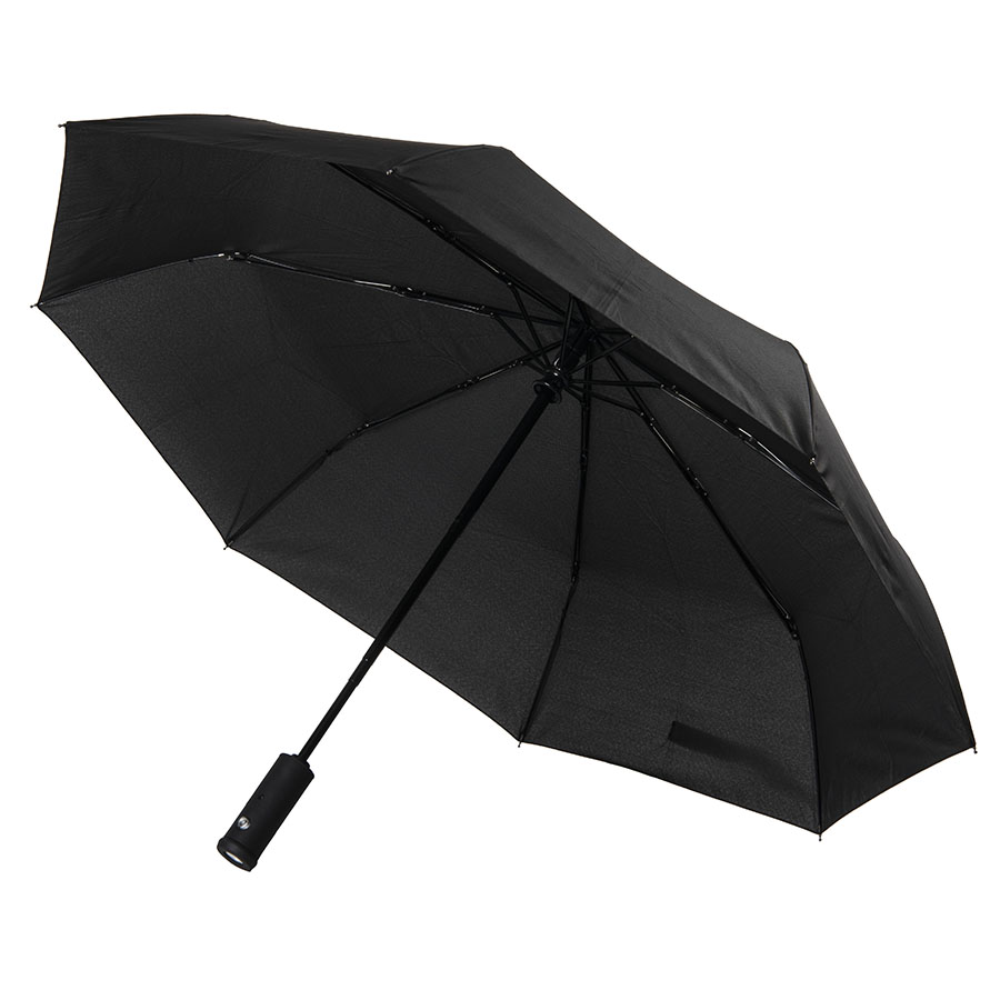 Зонт PRESTON складной с ручкой-фонариком, полуавтомат, нейлон с логотипом или изображением