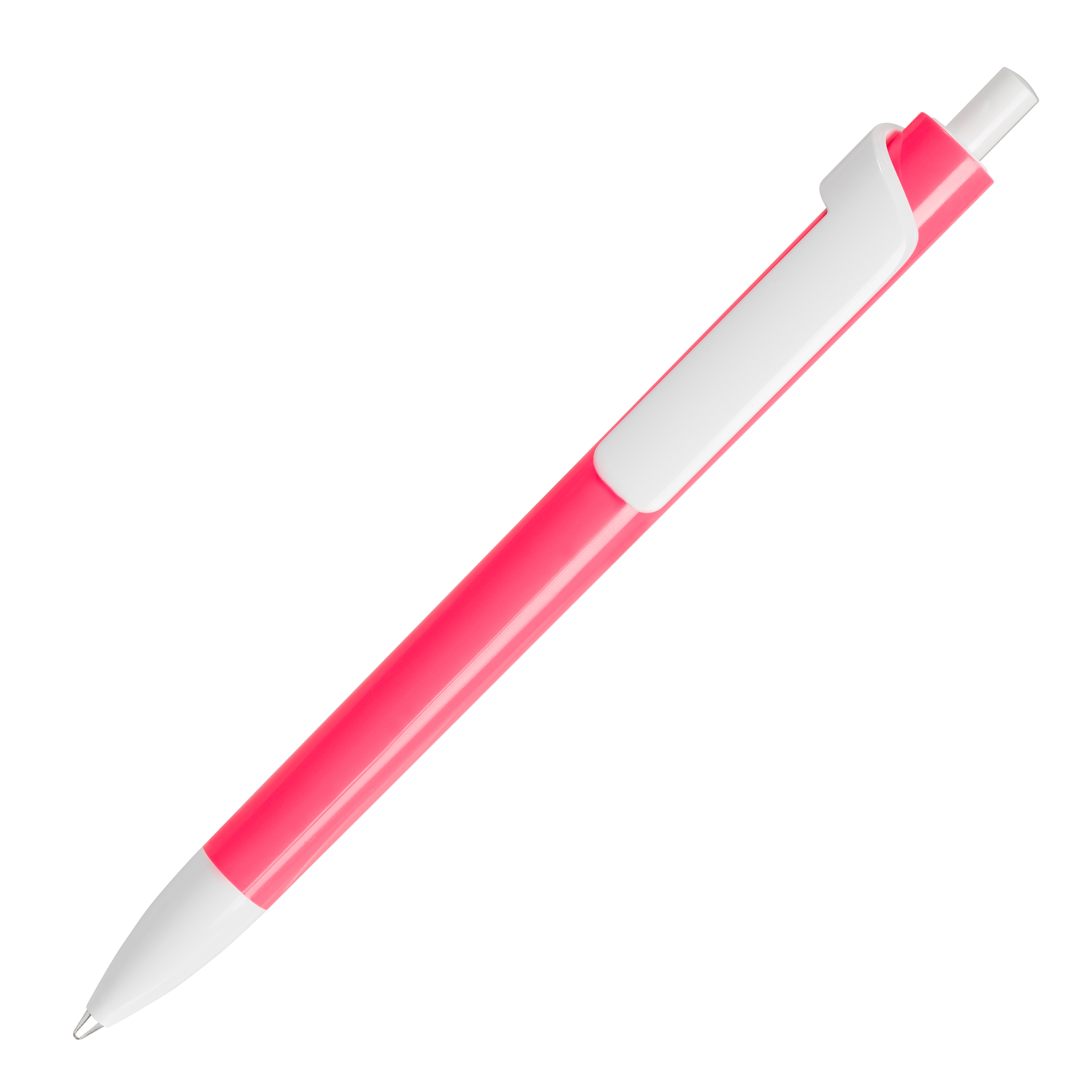 Ручка шариковая FORTE NEON, неоновый розовый/белый, пластик с логотипом или изображением