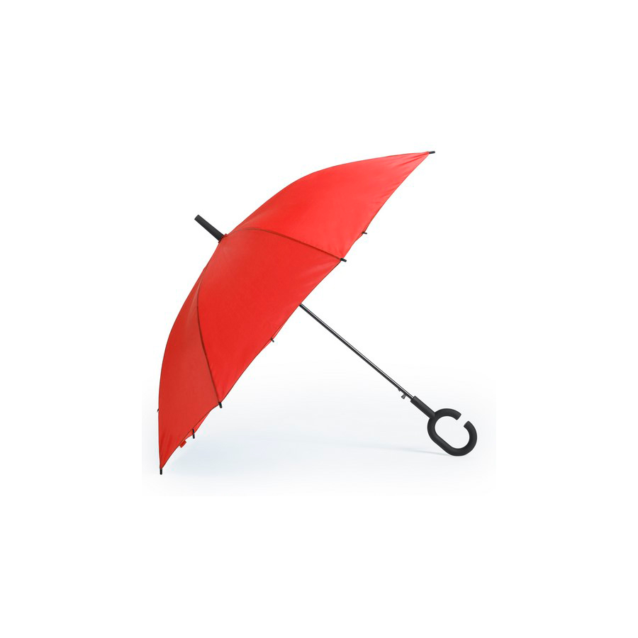 Зонт-трость HALRUM,  полуавтомат, красный, D=105 см, нейлон, пластик с логотипом или изображением