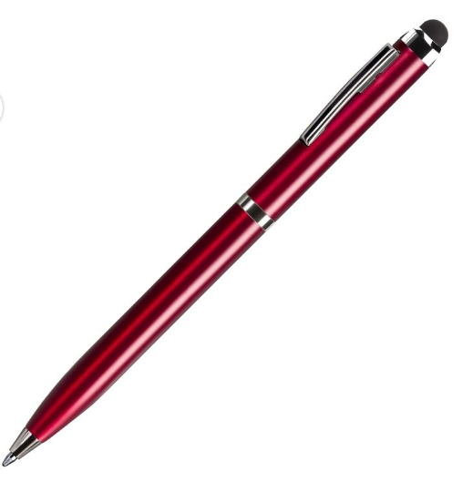CLICKER TOUCH, ручка шариковая со стилусом для сенсорных экранов, красный/хром, металл с логотипом или изображением