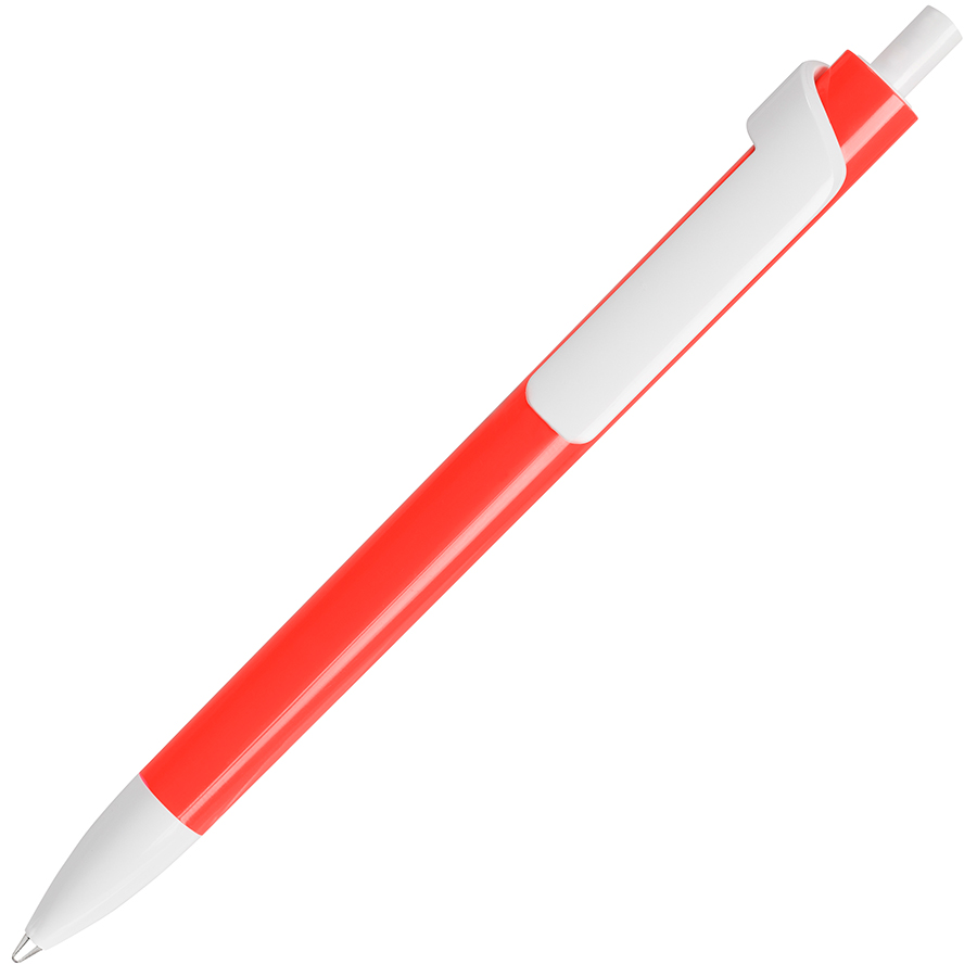 Ручка шариковая FORTE NEON, неоновый оранжевый/белый, пластик с логотипом или изображением