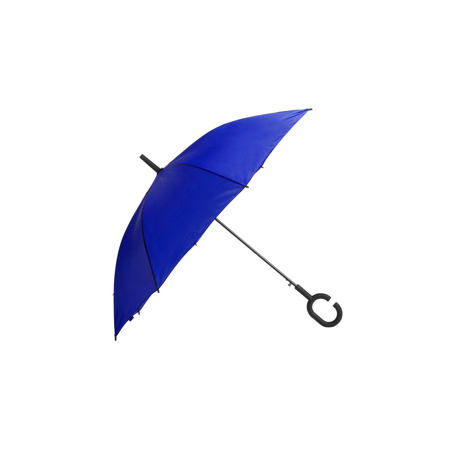 Зонт-трость HALRUM,  полуавтомат, синий, D=105 см, нейлон, пластик с логотипом или изображением