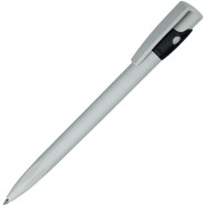 KIKI ECOLINE, ручка шариковая, серый/черный, экопластик с логотипом или изображением