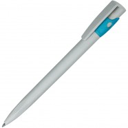 KIKI ECOLINE, ручка шариковая, серый/голубой, экопластик с логотипом или изображением