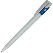 KIKI ECOLINE, ручка шариковая, серый/синий, экопластик с логотипом или изображением