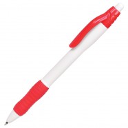N4, ручка шариковая с грипом, белый/красный, пластик с логотипом или изображением