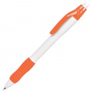 N4, ручка шариковая с грипом, белый/оранжевый, пластик с логотипом или изображением