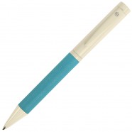PROVENCE, ручка шариковая, хром/голубой, металл, PU с логотипом или изображением