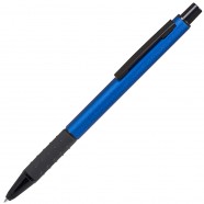 CACTUS, ручка шариковая, синий/черный, анодированный алюминий, прорезиненный грип с логотипом или изображением