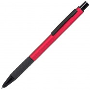 CACTUS, ручка шариковая, красный/черный, анодированный алюминий, прорезиненный грип с логотипом или изображением
