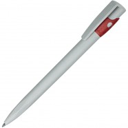 KIKI ECOLINE, ручка шариковая, серый/красный, экопластик с логотипом или изображением